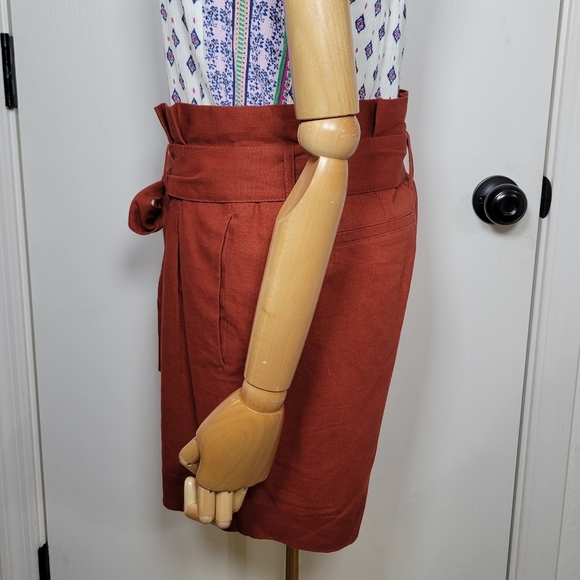 Boden St Ives Paperbag Tie Waist Linen Shorts Rust Size 6 - Picture 4 of 8